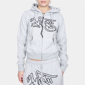 Alis Lauren Tight Fit Hoodie w/Embroidery Grey Melange